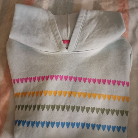 Hoodie Sweatshirt Light Blue Long Sleeve Hearts - Girls Size XL 14/16 - Picture 2 of 2